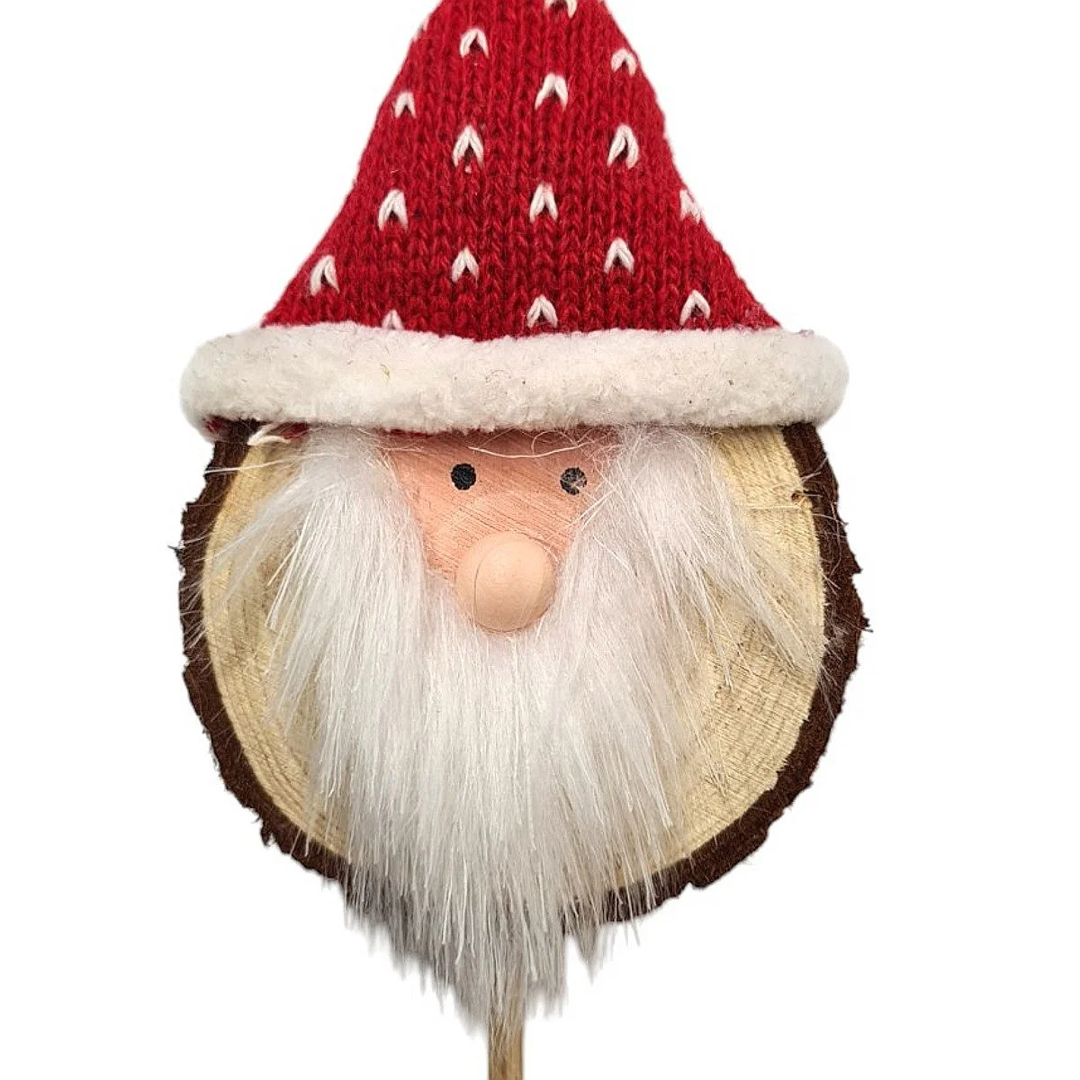Dekostecker Nikolaus – 2er-Set, Holz & Wolle, Rot/Weiß